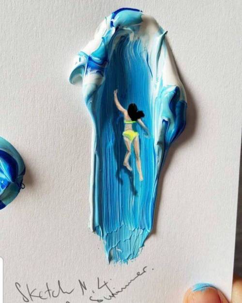 물감으로 표현한 파도