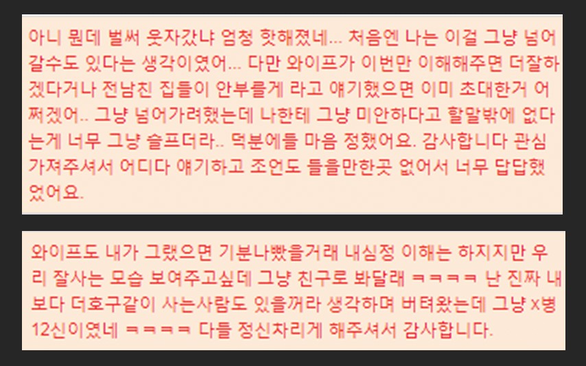 와이프가 전남친을 집으로 초대한다는 웃대인