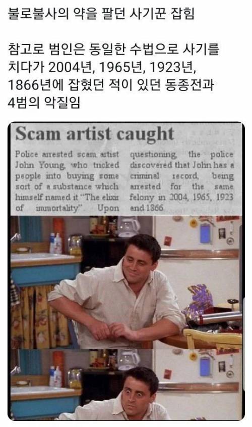 이 새기 불로불사약 팔다 잡힘 ㅋㅋㅋㅋ