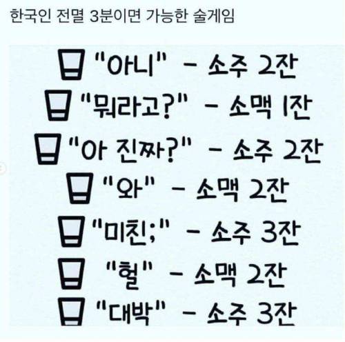 3분이면 전멸 가능한 술자리 훈민정음