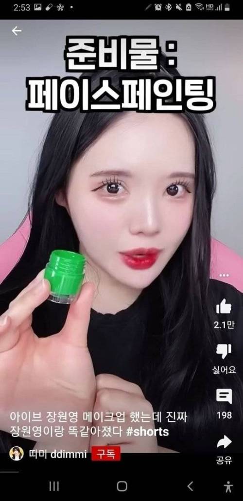 아이브 장원영 메이크업 했는데 진짜 장원영이랑 똑같아졌다.jpg