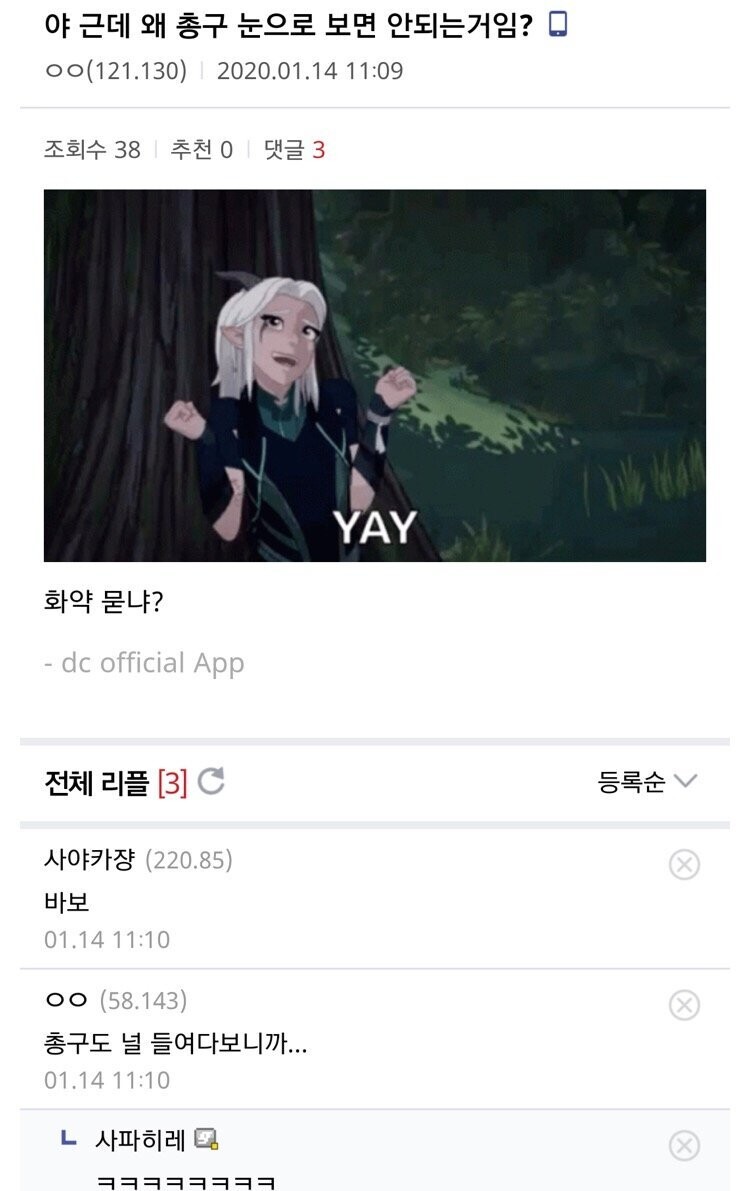 야 근데 왜 총구 눈으로보면 안되는거임?