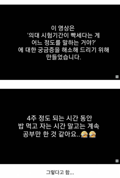 개빡센 시험기간 의대생 브이로그 공부량 수준