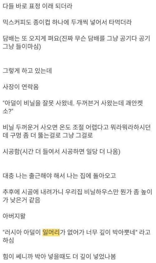 일머리가 없던 러시아 인부 썰