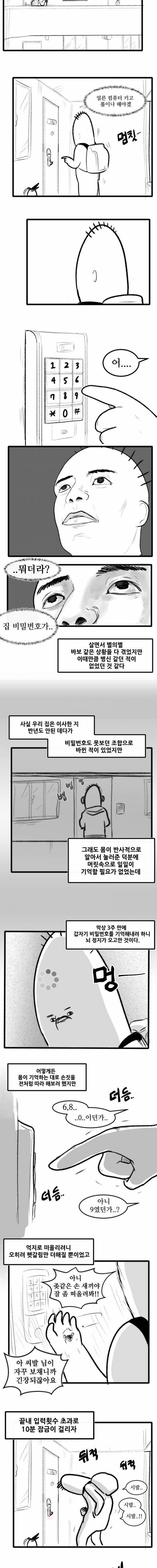 3주 동안 나가서 살다가 집 비밀번호 까먹은 만화