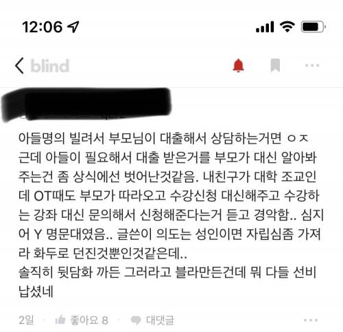 엄마가 대신 대출상담을 해줬다