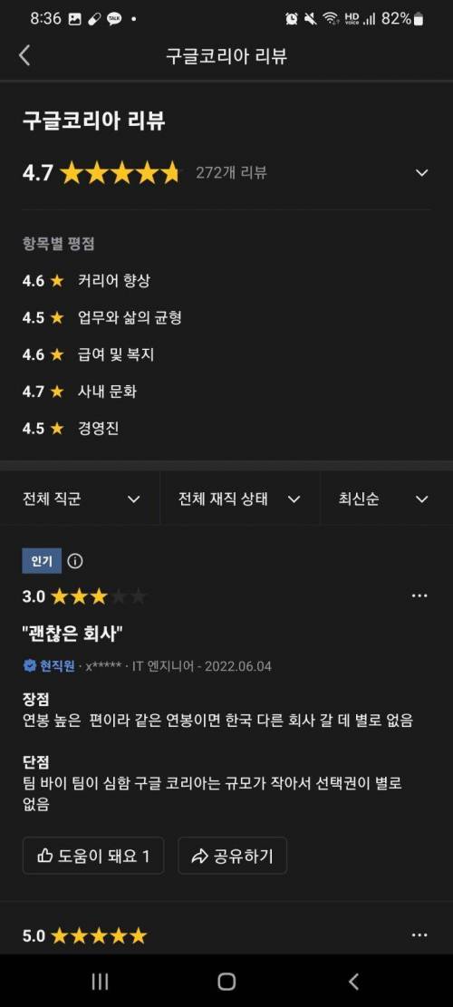 블라인드에 외국계기업 평가 점수