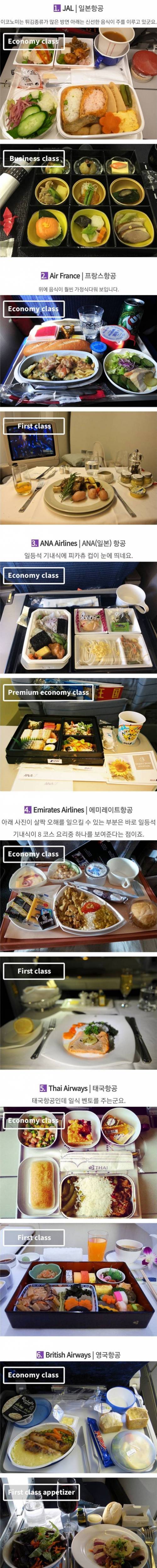 각 항공사 클래스별 기내식 모음