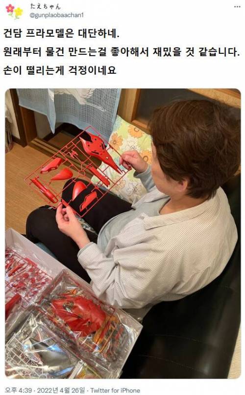 손자 선물로 건프라 입문한 일본 70세 할머니