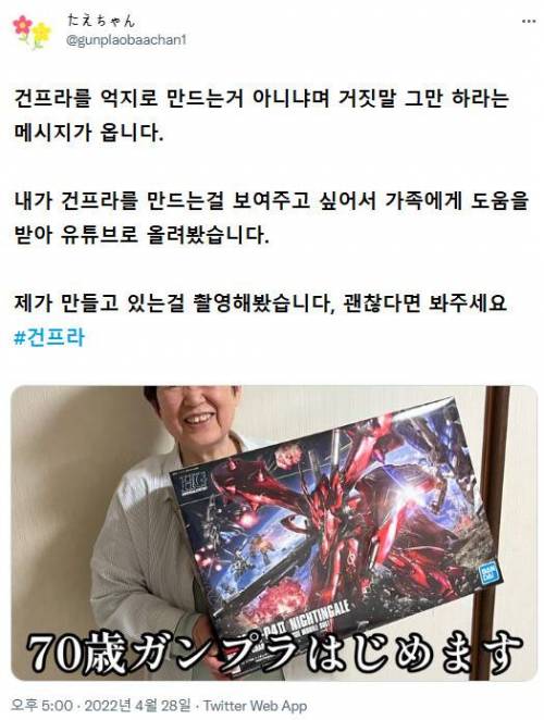 손자 선물로 건프라 입문한 일본 70세 할머니
