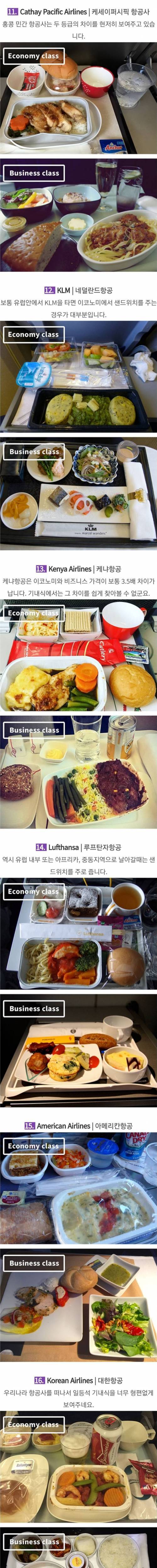 각 항공사 클래스별 기내식 모음