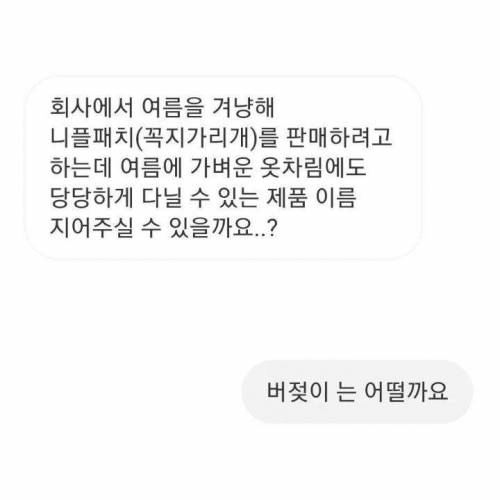  회사에서 여름을 겨냥해 니플패치를 판매하려고 하는데 당당하게 다닐 수 있는 제품 이름 지어주세요