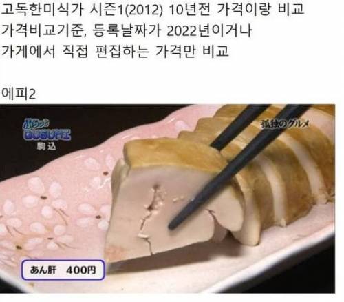 고독한 미식가로 물가 상승 체감