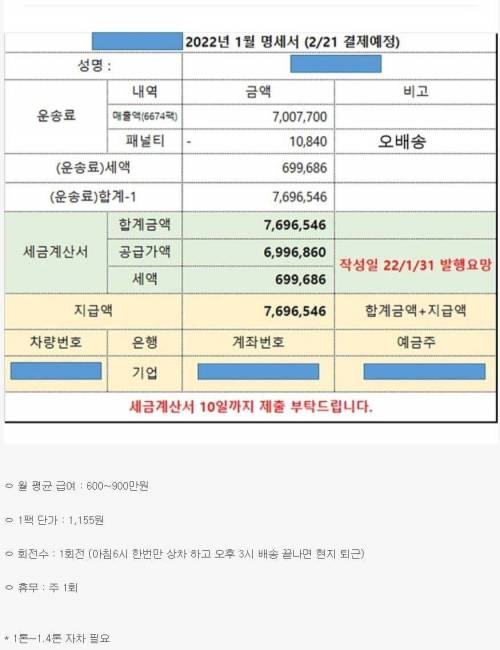				쿠팡 생수배달기사 월급