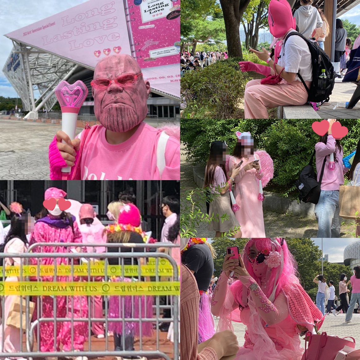 드레스코드인 분홍색으로 단장하고 팬미팅에 참석하신 팬들