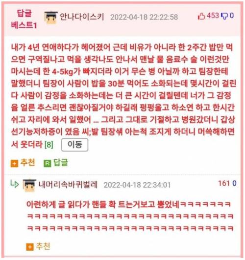 여친과 헤어지고 식음 전폐 후 병원간 남자.jpg