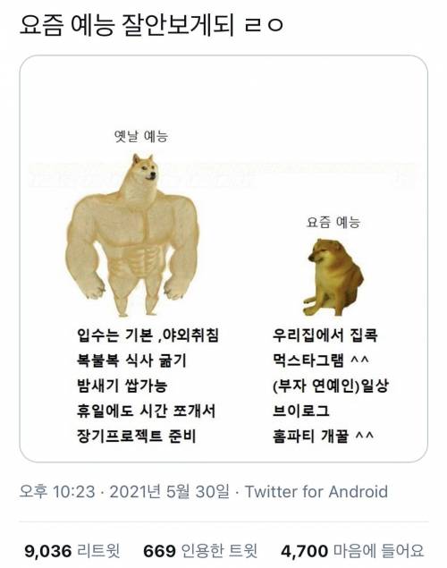 				옛날 예능과 요즘 예능