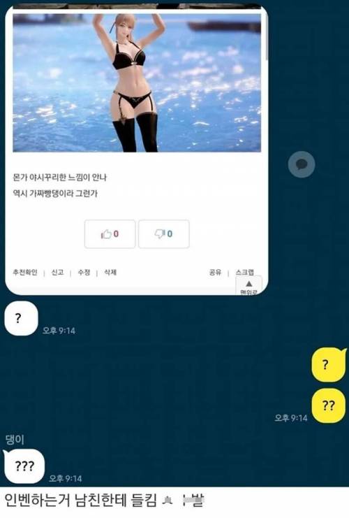 남친한테 커뮤하는거 들킨 사람.inven