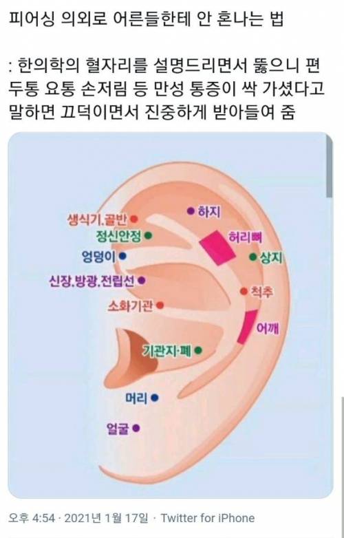 피어싱 의외로 어른들한테 안 혼나는 법