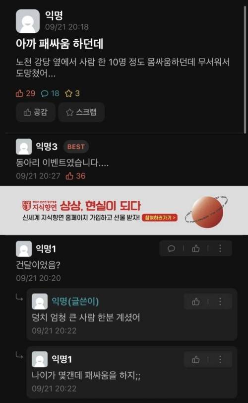 에타에 올라온 패싸움 구경 후기