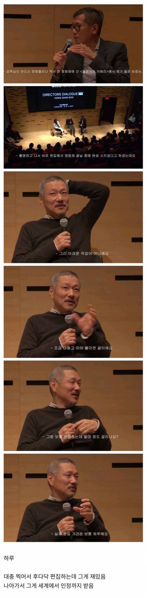 홍상수가 영화 편집하는데 걸리는 시간