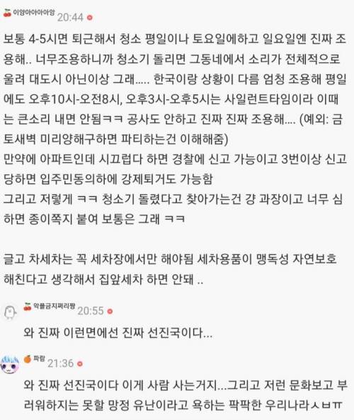 독일에서 일요일 집에서 청소기 돌리면 발생하는 일