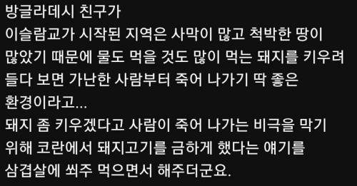 이슬람에서 돼지고기를 먹지 않는 이유
