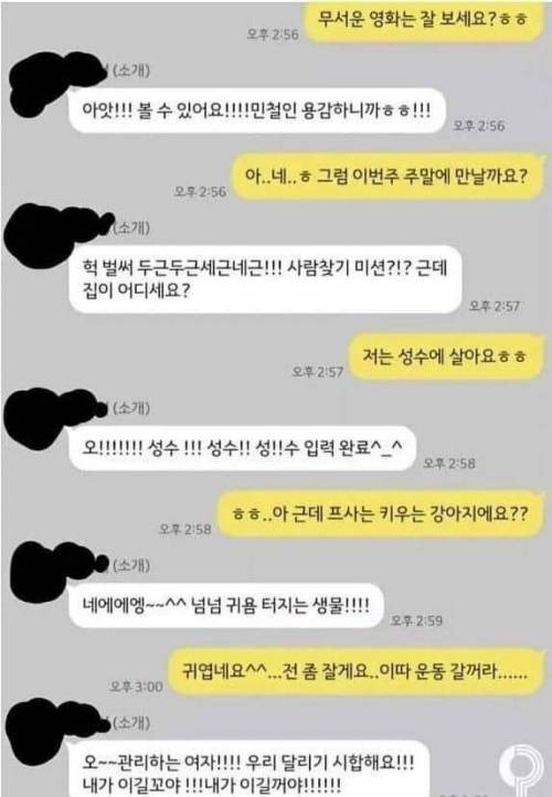 어질어질 소개팅 전 카톡
