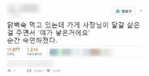 백숙 먹다 숙연해짐