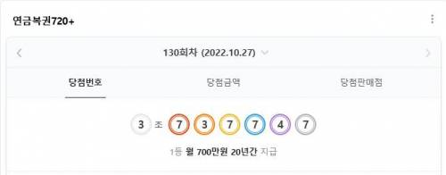 이거 실화냐 소리가 절로 나오는 이번주 연금복권