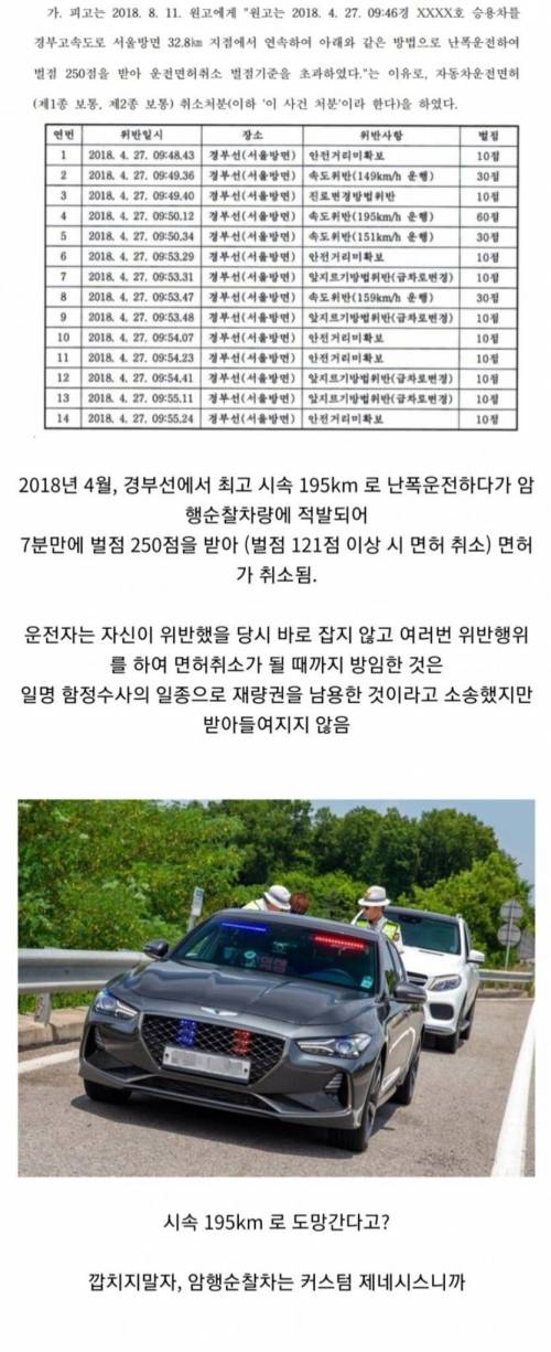 경부고속도로 전설의 7분 면허 취소 사건