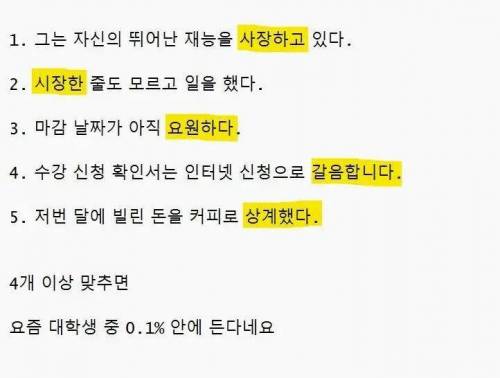 요즘 대학생 어휘력 0.1%를 가를 수 있다는 다섯 문장