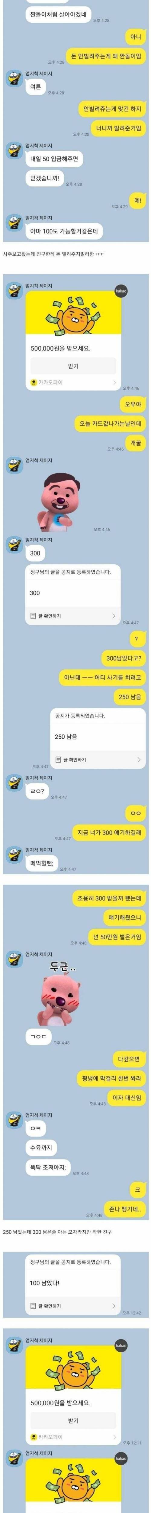 친구에게 600만원 빌려준 결과