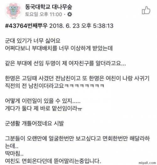 선임 두명이 여친의 구 남친