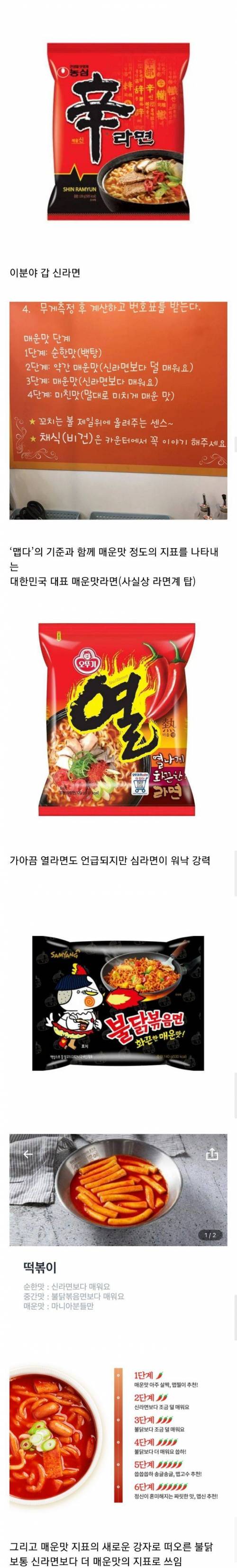 한국에서 맵다,매운맛의 기준이 되는 라면들.jpg