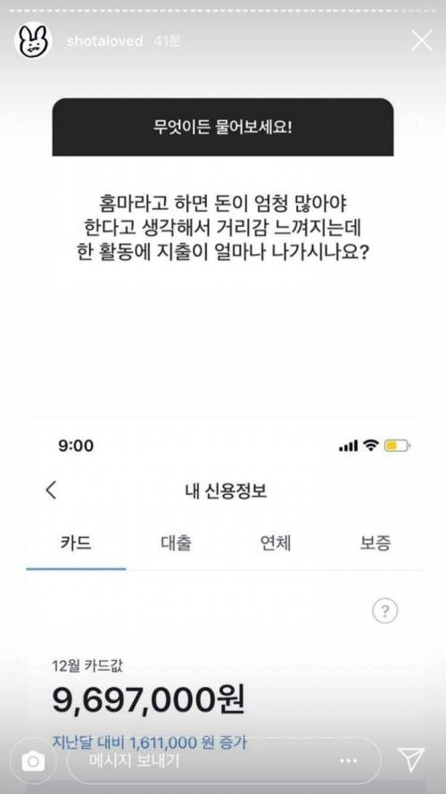 아이돌 홈마의 한 달 카드값