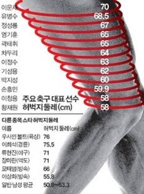 운동선수들 허벅지 굵기