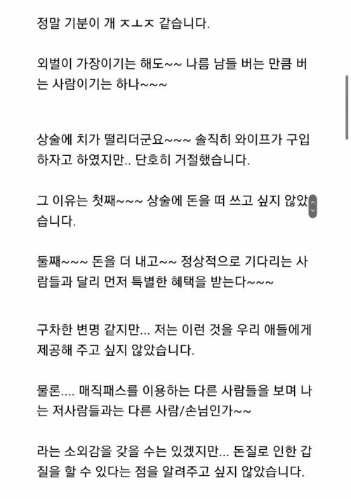 롯데월드 갔다가 매직패스에 극대노한 보배드림 아재