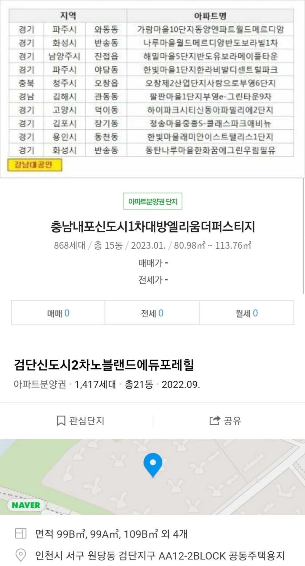 점점 산으로 가는 아파트 이름들