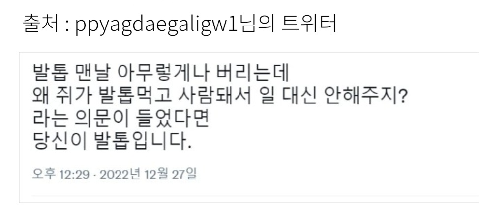 발톱 깎을 때 드는 의문.twt