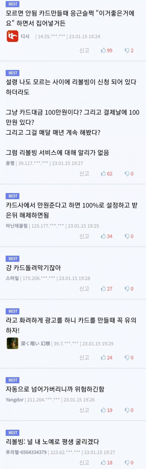 카드 리볼빙 이용자가 리볼빙을 모르는 이유