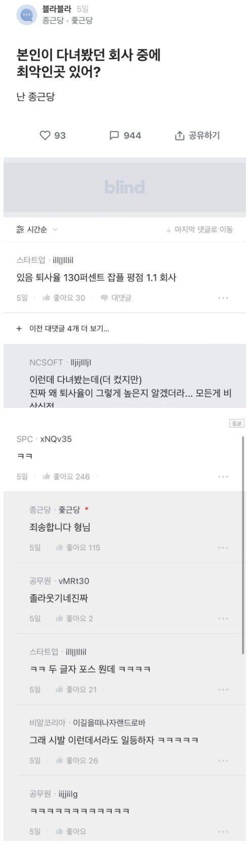 본인이 다녀본 곳 중에 최악의 회사는?