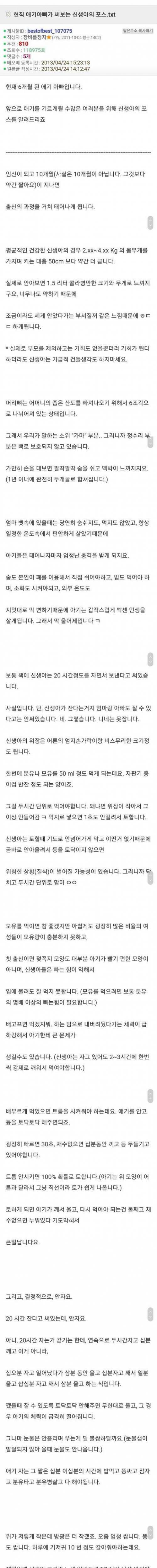 현직 애기아빠가 썼던 신생아의 포스