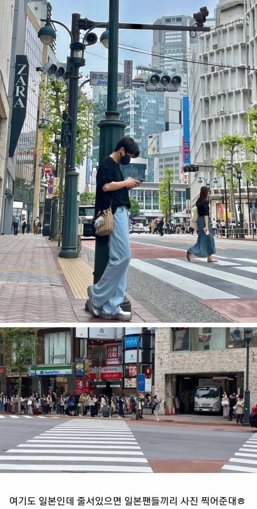 한국 아이돌 따라 인증샷 찍는 일본팬들.jpg