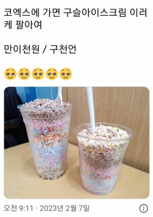 코엑스에서 파는 대용량 구슬 아이스크림 시세