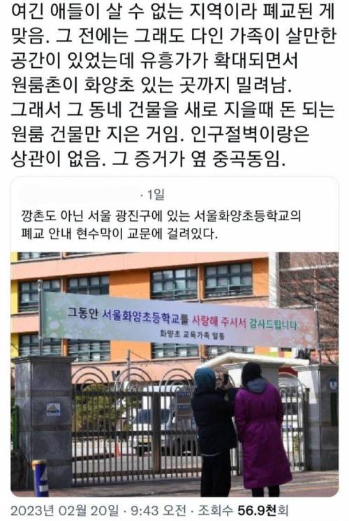 동네 초등학교가 폐교된 이유