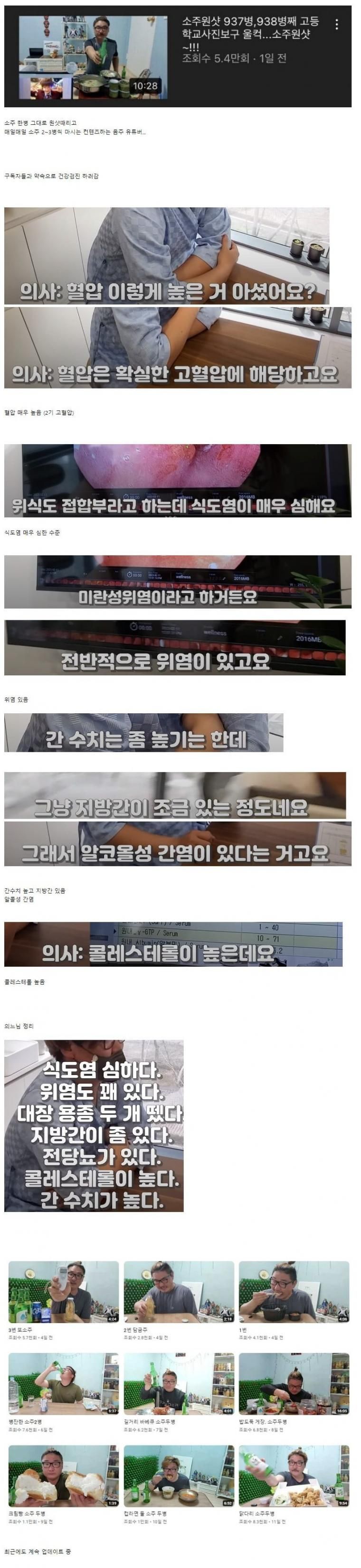 하루에 소주 3병씩 마시는 유튜버 근황