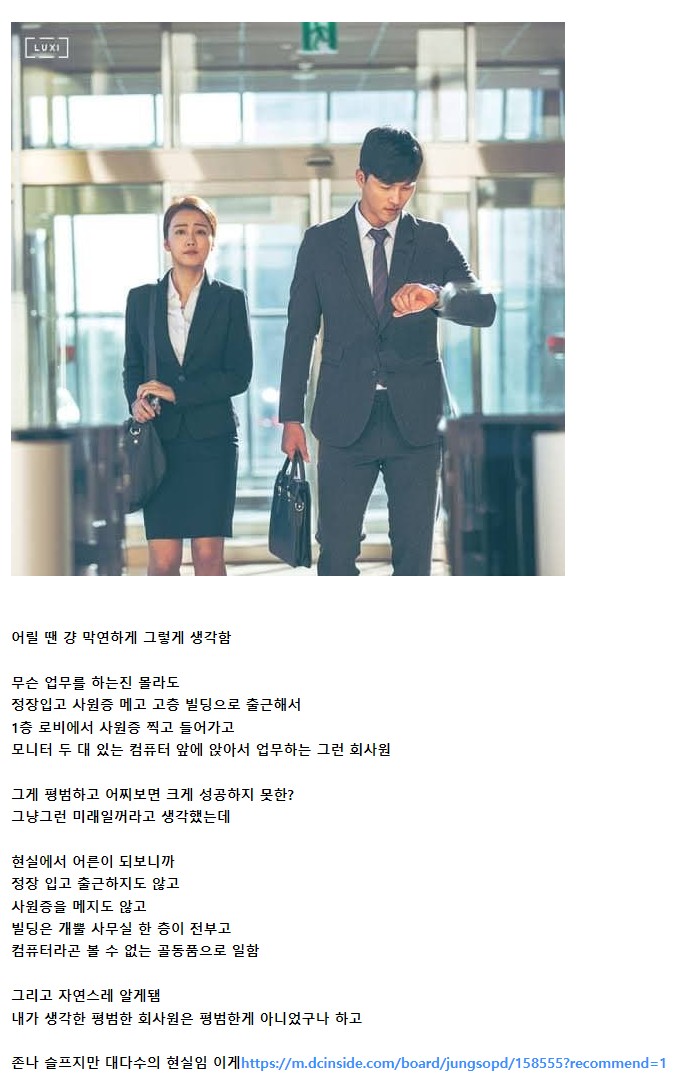 슬픔) 난 내가 평범한 회사원이 될 줄 알았어