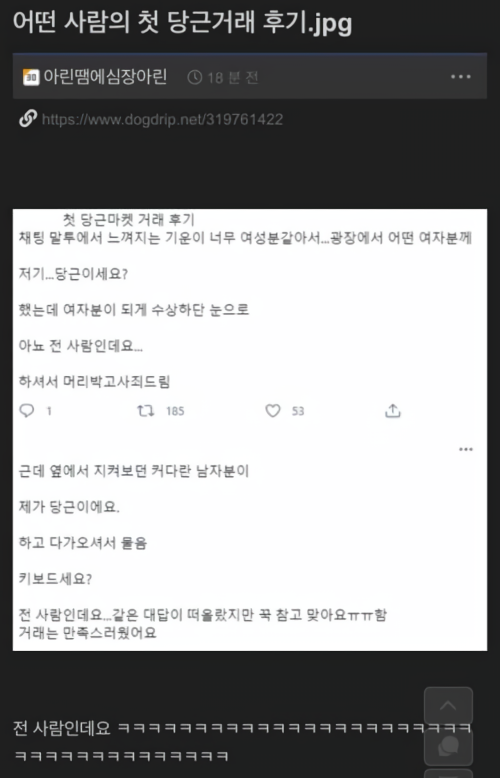 어떤 사람의 첫 당근거래 후기.jpg