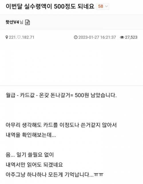 실수령 500의 삶